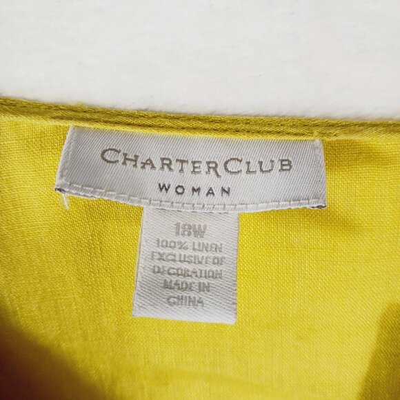 Charter Club, 18W, Linen Tunic w/ Embroidered Detail, 3/4 Sleeves, Boho Bohemian - Picture 2 of 12
